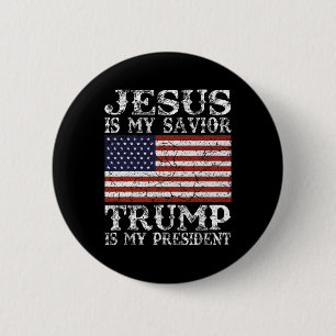 Macaron Rond 5 Cm Jésus est mon sauveur Trump est mon président