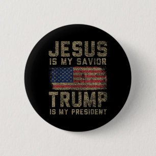 Macaron Rond 5 Cm Jésus Est Mon Sauveur Trump Est Mon Président _1