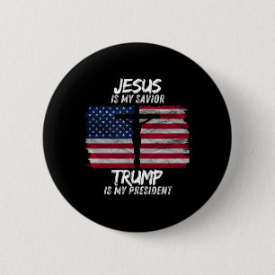 Macaron Rond 5 Cm Jésus Est Mon Sauveur Trump Est Mon Président 2024