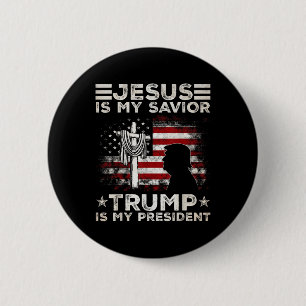 Macaron Rond 5 Cm Jésus Est Mon Sauveur Trump Est Mon Président 2024