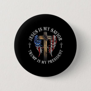 Macaron Rond 5 Cm Jésus Est Mon Sauveur Trump Est Mon Président 2024