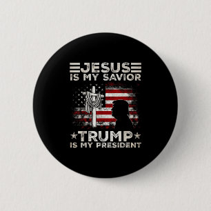 Macaron Rond 5 Cm Jésus Est Mon Sauveur Trump Est Mon Président 2024