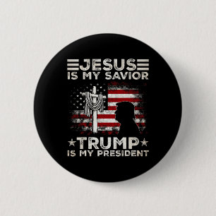 Macaron Rond 5 Cm Jésus Est Mon Sauveur Trump Est Mon Président 2024
