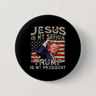 Macaron Rond 5 Cm Jésus Est Mon Sauveur Trump Est Mon Président Amér