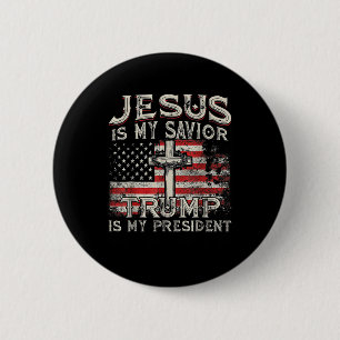 Macaron Rond 5 Cm Jésus Est Mon Sauveur Trump Est Mon Président Amér