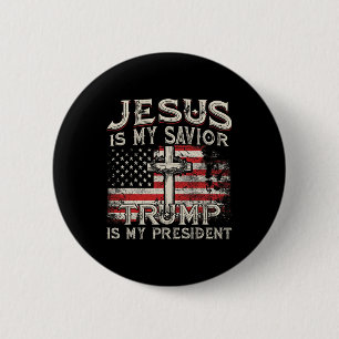 Macaron Rond 5 Cm Jésus est mon sauveur Trump est mon président Amér