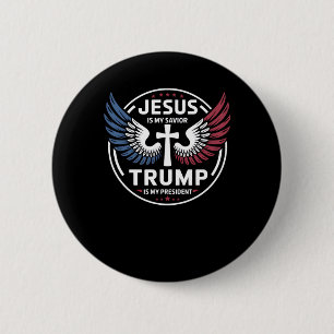 Macaron Rond 5 Cm Jésus Est Mon Sauveur Trump Est Mon Président - Pa