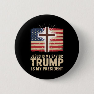 Macaron Rond 5 Cm Jésus Est Mon Sauveur Trump Est Mon Président Poli