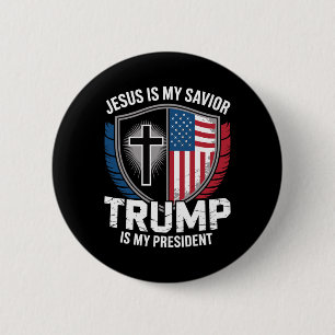 Macaron Rond 5 Cm Jésus est mon sauveur Trump est mon président pro-