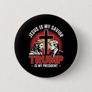 Macaron Rond 5 Cm Jésus est mon sauveur Trump est mon président Pro-