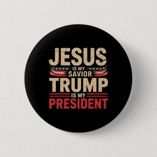Macaron Rond 5 Cm Jésus est mon sauveur Trump est mon président Pro-