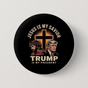 Macaron Rond 5 Cm Jésus Est Mon Sauveur Trump Est Mon Président Reli
