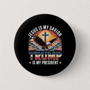 Macaron Rond 5 Cm Jésus Est Mon Sauveur Trump Est Mon Président Reli