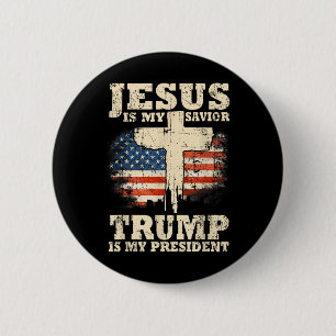 Macaron Rond 5 Cm Jésus Est Mon Sauveur Trump Est Mon Président Trum