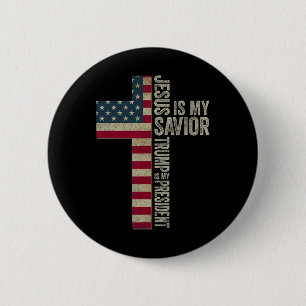 Macaron Rond 5 Cm Jésus est mon sauveur Trump est mon président Trum