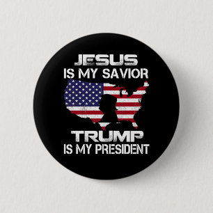 Macaron Rond 5 Cm Jésus Est Mon Sauveur Trump Est Mon Président Vote