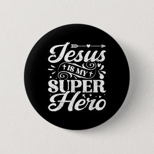 Macaron Rond 5 Cm Jésus Est Mon Superhéros - Religieux Chrétienne
