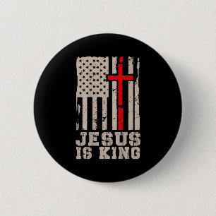 Macaron Rond 5 Cm Jésus Est Roi Christ Seigneur Patriotique Chrétien
