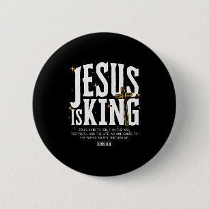Macaron Rond 5 Cm Jésus est roi verset biblique Jean 14_6 Dieu chrét