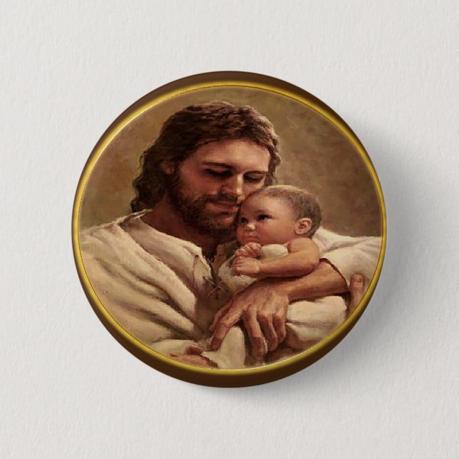 Macaron Rond 5 Cm Jésus et enfant (Devant)