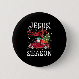 Macaron Rond 5 Cm Jesus is The Reason for The Season Christian Truck