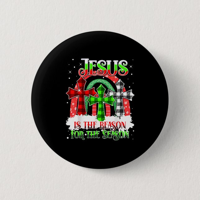 Macaron Rond 5 Cm Jesus Is The Reason For The Season Rainbow Christm (Devant)