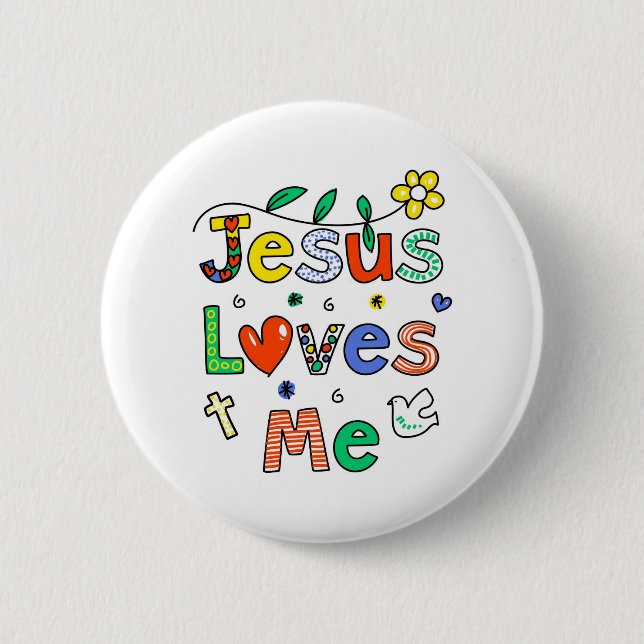 Macaron Rond 5 Cm Jésus m'aime (Devant)