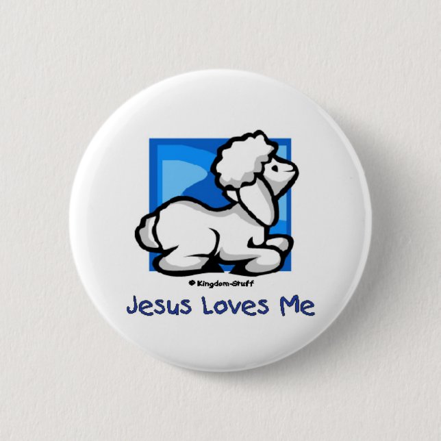 Macaron Rond 5 Cm Jésus m'aime agneau (Devant)