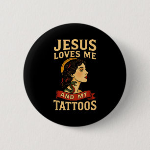 Macaron Rond 5 Cm Jésus m'aime et mes tatouages _3