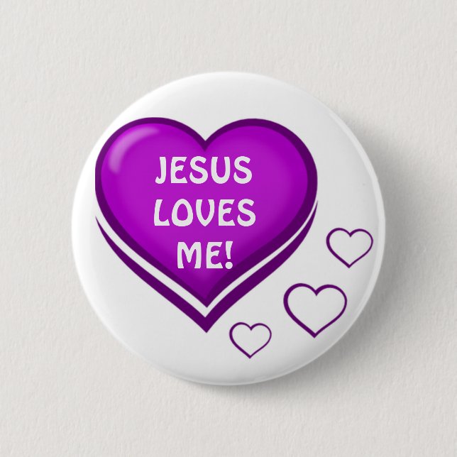 Macaron Rond 5 Cm Jésus m'aime ! Pourpre Heart-Loves_ de _ (Devant)