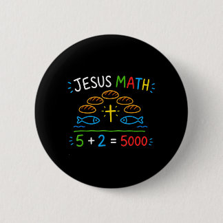Macaron Rond 5 Cm Jésus Maths 2 Poissons 5 pains nourrit les 5000 Bi