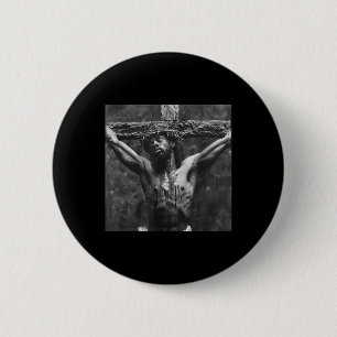 Macaron Rond 5 Cm Jésus Noir, Christianisme, Église, Christ, Jésus