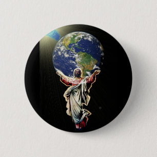Macaron Rond 5 Cm Jésus pour le monde