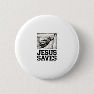 Macaron Rond 5 Cm Jesus Sauve Gardien de Football T-Shirt Gravure Vi