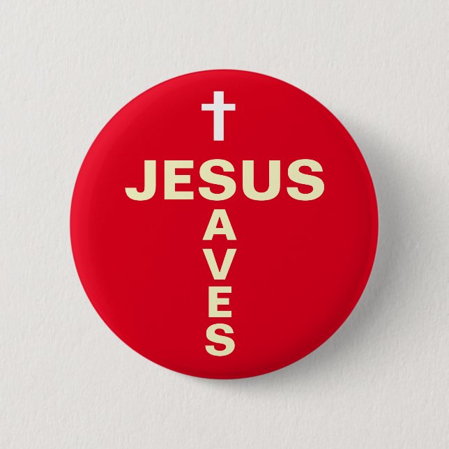 Macaron Rond 5 Cm Jésus sauve le bouton/insigne de évangélisation (Devant)