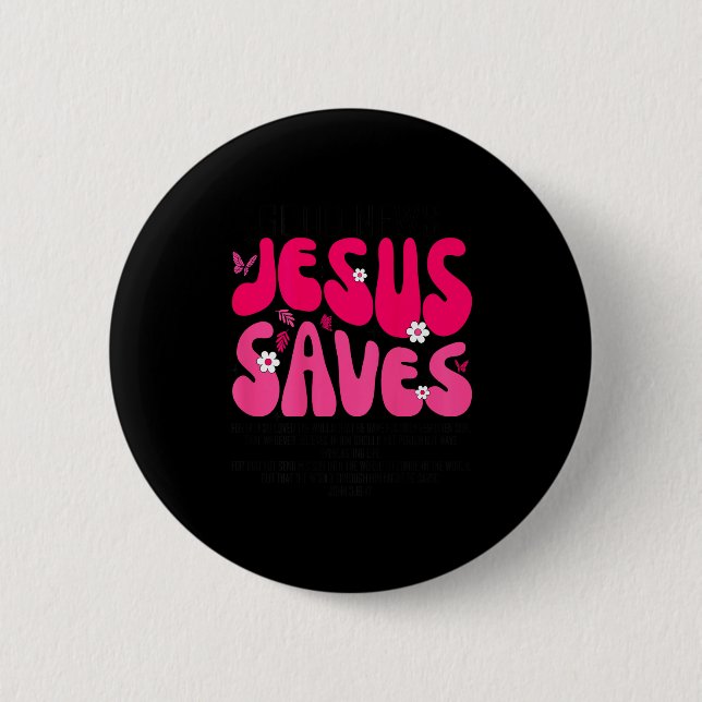 Macaron Rond 5 Cm Jesus Saves Bible Verse Christian Faith Religious  (Devant)