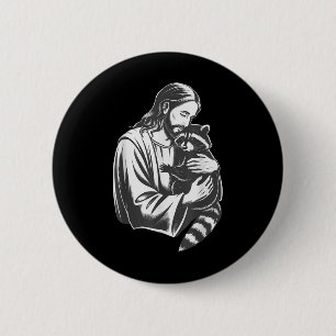 Macaron Rond 5 Cm Jésus serrant un raton laveur