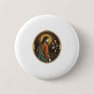 Macaron Rond 5 Cm Jesus Sol Verre Cassé Plancher de Danse Fête Dange