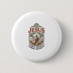 Macaron Rond 5 Cm Jésus Symbole de l'Église primitive Esthétique Jés