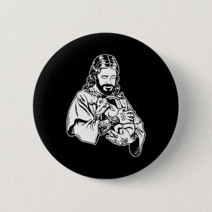 Macaron Rond 5 Cm Jésus tenant chèvre Baphomet Occulte Tatouage sata