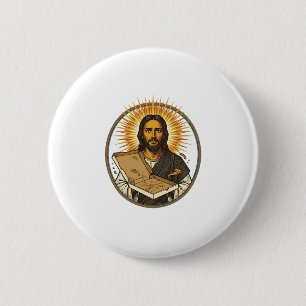 Macaron Rond 5 Cm Jésus Trompé Par Une Boîte De Pizza Vide Humour De