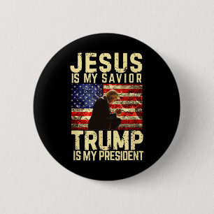 Macaron Rond 5 Cm Jésus Trump Tee - Jésus Est Mon Seigneur Sauveur T
