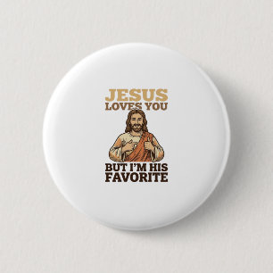 Macaron Rond 5 Cm  Jésus vous aime drôle vintage foi conception de t