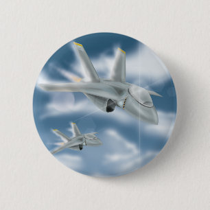 Macaron Rond 5 Cm Jet Fighter Aircraft