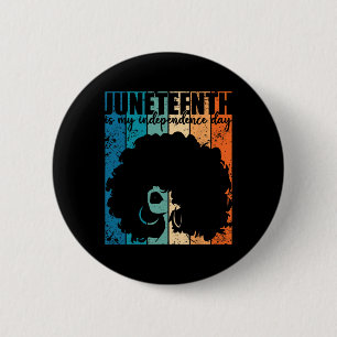 Macaron Rond 5 Cm Jeu 19 Mon Fête de l'Indépendance Rétro Afro Femme