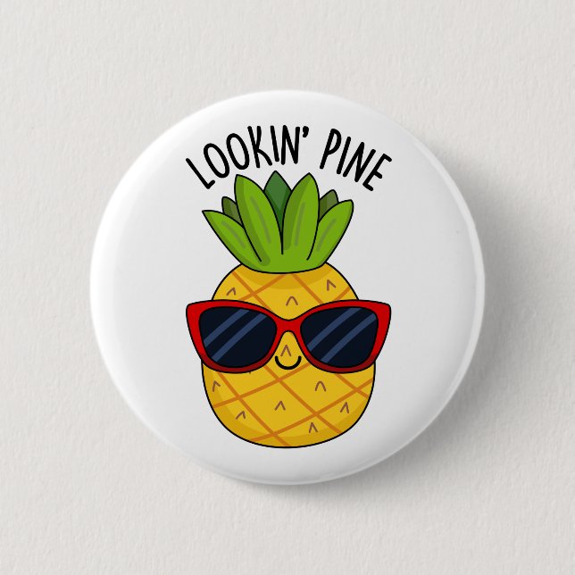 Macaron Rond 5 Cm Jeu d'ananas drôle de pin à regarder (Devant)