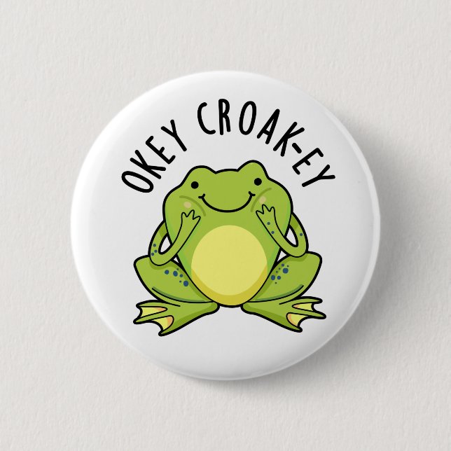 Macaron Rond 5 Cm Jeu de grenouille de l'oeuf Croak-ey drôle (Devant)
