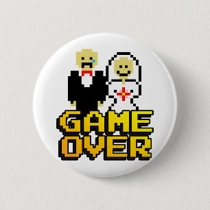 Macaron Rond 5 Cm Jeu sur le mariage (8 bits)