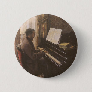 Macaron Rond 5 Cm Jeune Homme jouant du piano par Gustave Caillebott