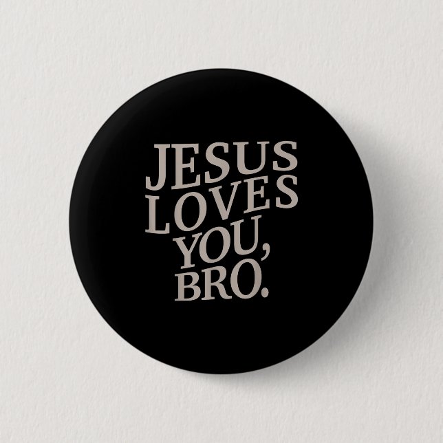 Macaron Rond 5 Cm Jeune Jésus vous aime Bro Amusant Christian Garçon (Devant)